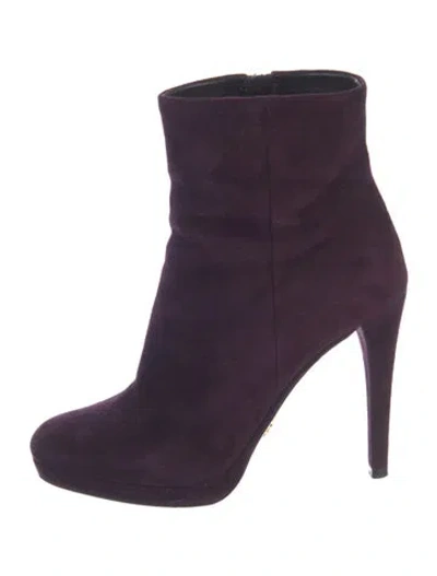 Pre-owned Prada Suede Boots In Purple