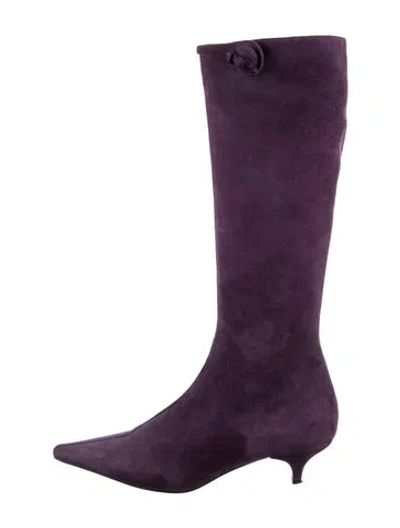 Pre-owned Prada Suede Boots In Purple