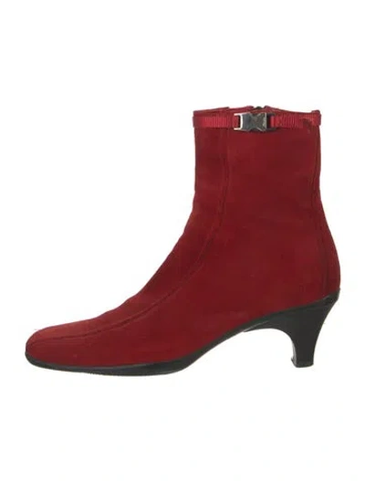 Pre-owned Prada Suede Boots In Red