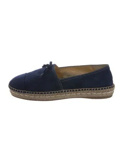 Pre-owned Prada Suede Bow Accents Espadrilles In Blue