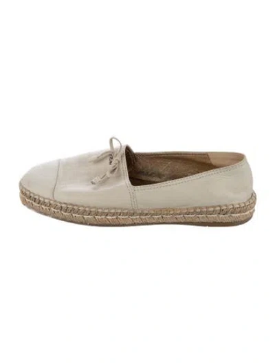 Pre-owned Prada Suede Bow Accents Espadrilles In Neutral