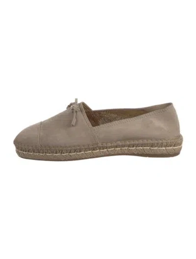 Pre-owned Prada Suede Bow Accents Espadrilles In Neutrals