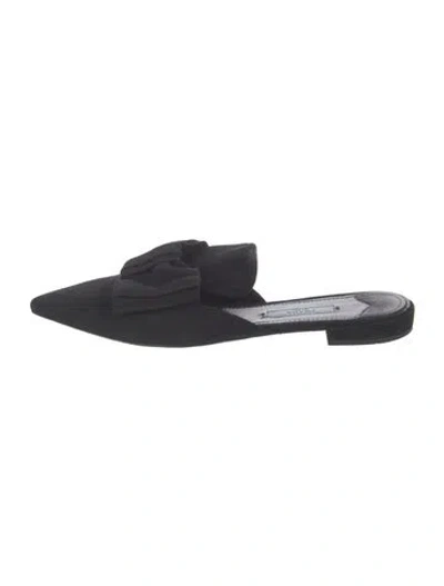 Pre-owned Prada Suede Bow Accents Mules In Black