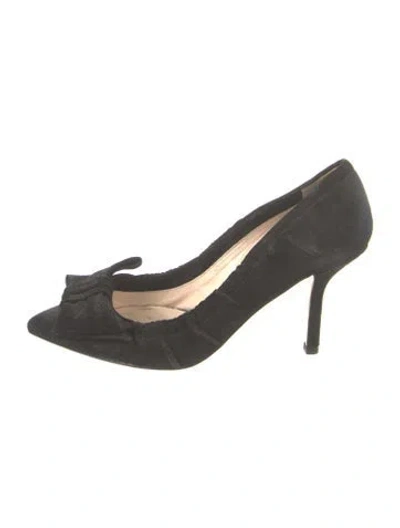 Pre-owned Prada Suede Bow Accents Pumps In Black