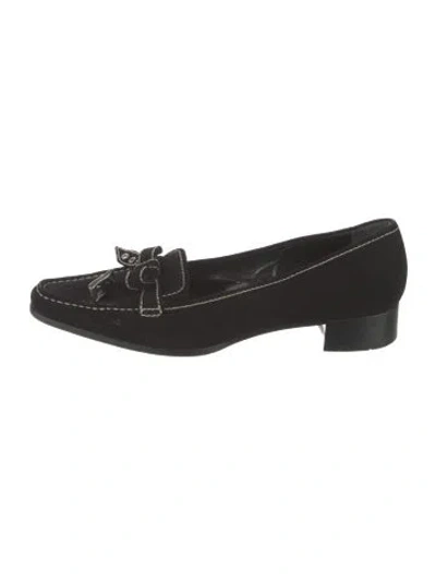 Pre-owned Prada Suede Bow Accents Pumps In Black