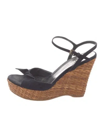 Pre-owned Prada Suede Bow Accents Sandals In Brown