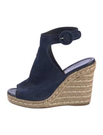 Pre-owned Prada Suede Braided Accents Espadrilles In Blue