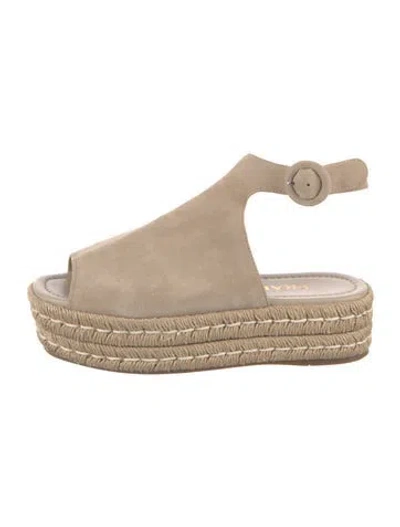 Pre-owned Prada Suede Braided Accents Espadrilles In Neutral