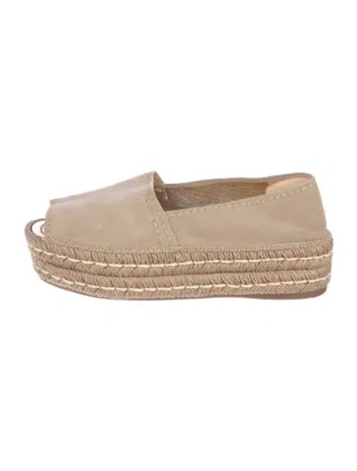 Pre-owned Prada Suede Braided Accents Espadrilles In Neutral