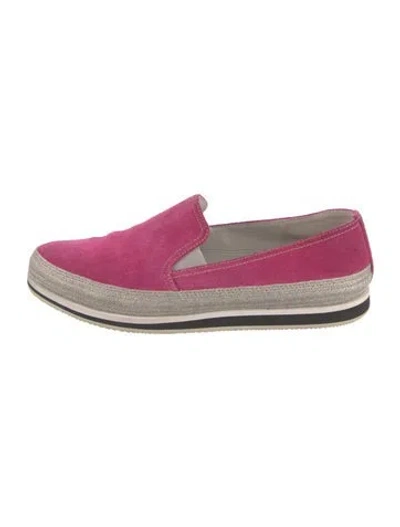 Pre-owned Prada Suede Braided Accents Loafers In Pink