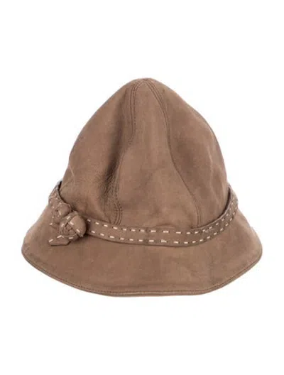 Pre-owned Prada Suede Bucket Hat In Brown