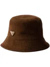 Prada Suede Bucket Hat In Brown