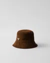Prada Corduroy Bucket Hat In Cocoa Brown