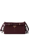 Prada Suede Buckle-detail Shoulder Bag In Red