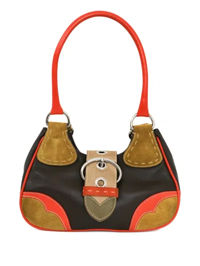 Pre-owned Prada Suede Buckled Handbag In Brown