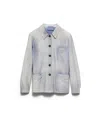 Prada Suede Caban Jacket In Blue