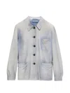 Prada Suede Caban Jacket In Blue