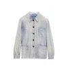 Prada Suede Caban Jacket In Blue