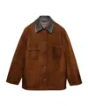 Prada Suede Caban Jacket In Brown