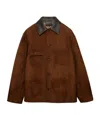 Prada Suede Caban Jacket Vintage Effect Collar In Brown