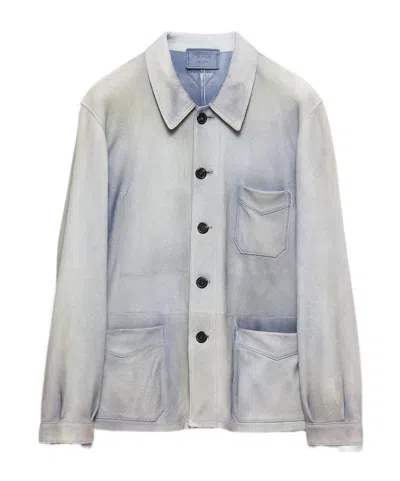 Prada Suede Caban Jacket In White