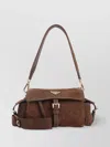 Prada Medium Explore Suede Shoulder Bag In Brown