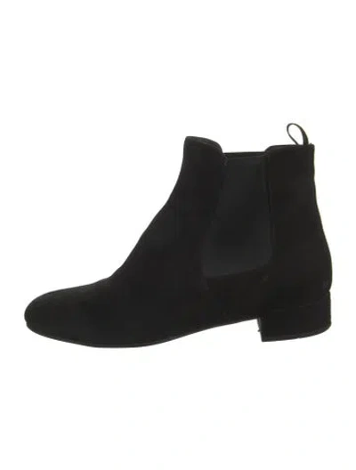 Pre-owned Prada Suede Chelsea Boots In Black
