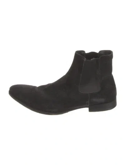 Pre-owned Prada Suede Chelsea Boots In Black