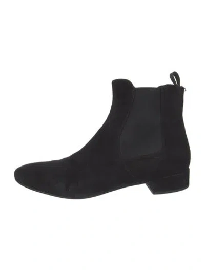 Pre-owned Prada Suede Chelsea Boots In Black