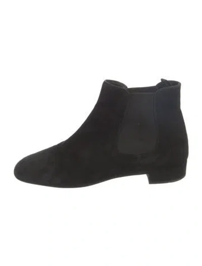 Pre-owned Prada Suede Chelsea Boots In Black