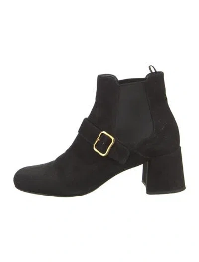Pre-owned Prada Suede Chelsea Boots In Black