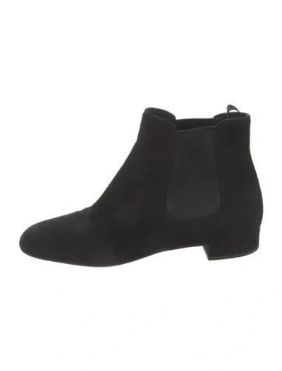 Pre-owned Prada Suede Chelsea Boots In Black