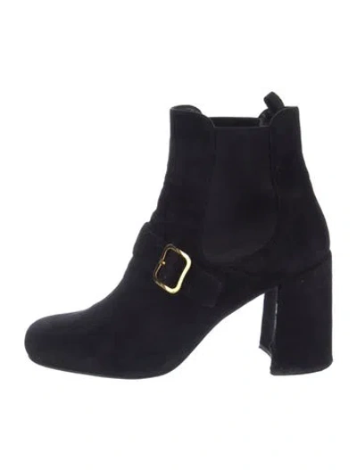 Pre-owned Prada Suede Chelsea Boots In Black