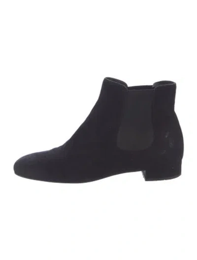 Pre-owned Prada Suede Chelsea Boots In Black