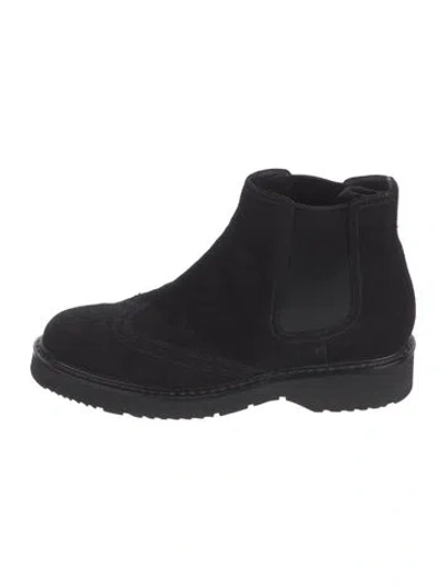 Pre-owned Prada Suede Chelsea Boots In Black