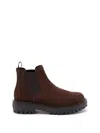 Prada Elastic-panel Suede Chelsea Boots In Brown