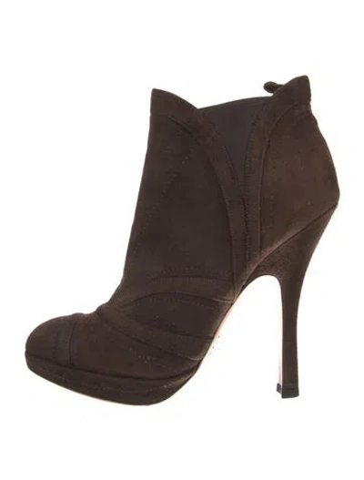 Pre-owned Prada Suede Chelsea Boots In Brown
