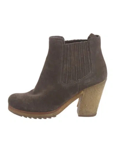 Pre-owned Prada Suede Chelsea Boots In Brown