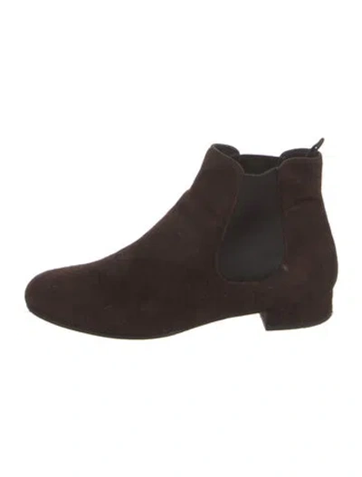 Pre-owned Prada Suede Chelsea Boots In Brown
