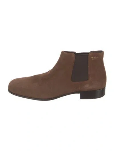 Pre-owned Prada Suede Chelsea Boots In Brown