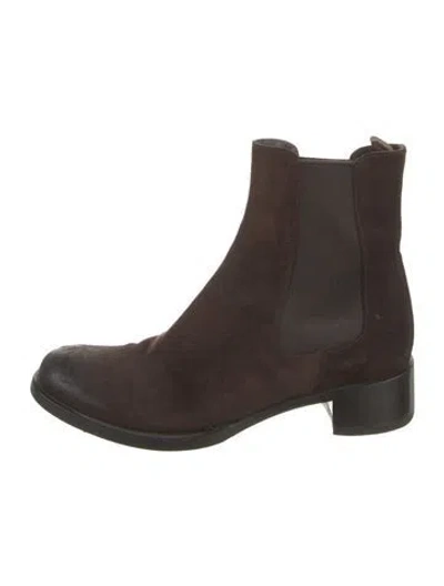 Pre-owned Prada Suede Chelsea Boots In Brown