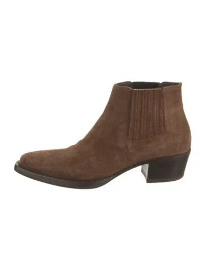 Pre-owned Prada Suede Chelsea Boots In Brown