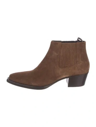 Pre-owned Prada Suede Chelsea Boots In Brown