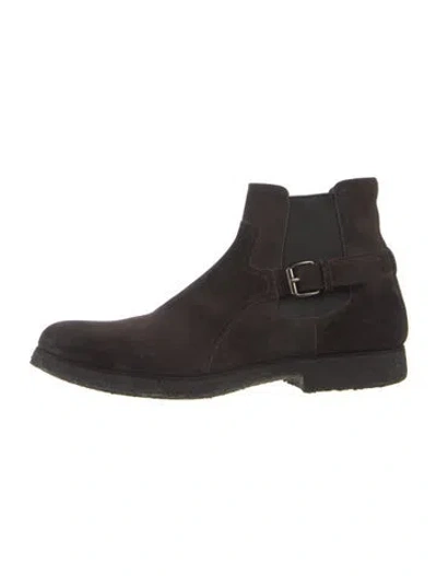 Pre-owned Prada Suede Chelsea Boots In Brown