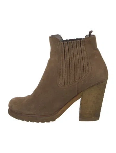 Pre-owned Prada Suede Chelsea Boots In Brown