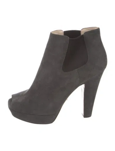 Pre-owned Prada Suede Chelsea Boots In Gray