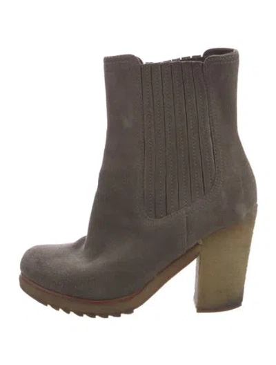 Pre-owned Prada Suede Chelsea Boots In Gray