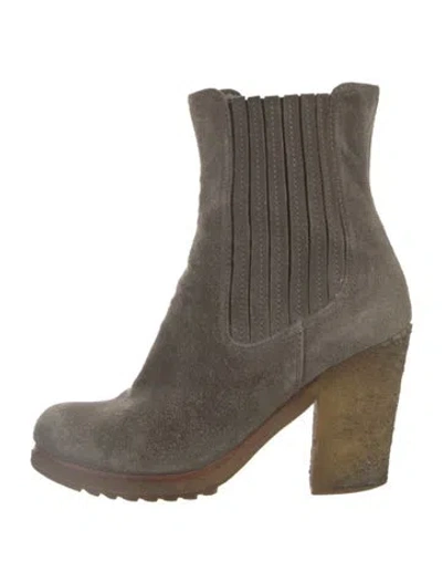 Pre-owned Prada Suede Chelsea Boots In Gray