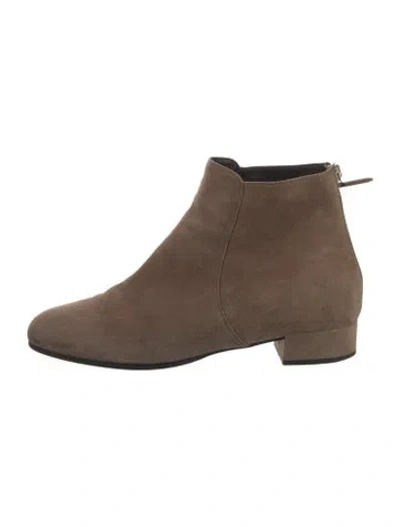 Pre-owned Prada Suede Chelsea Boots In Neutral