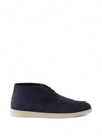 Prada Suede Chukka Boots In Black